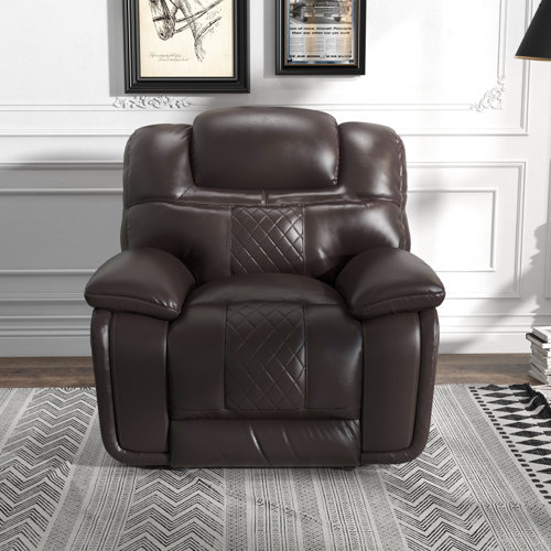 Hokku Designs Jepum Modern Genuine Leather Manual Recliner Chair Sleek Comfortable Adjustable
